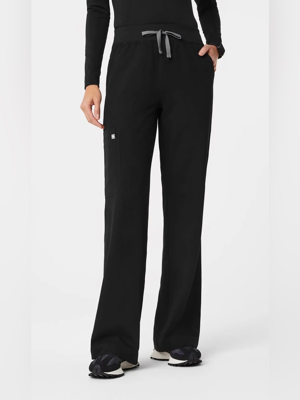 Women’s FIGS ISABEL High Waisted Wide Leg Scrub Pants Black XS NEW